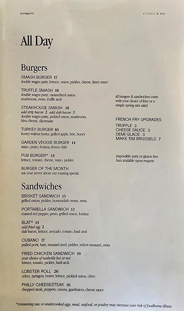Protagonist Kitchen and Bar Eastwood