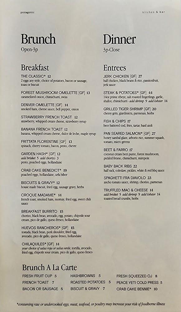 Protagonist Kitchen and Bar Menu image 3