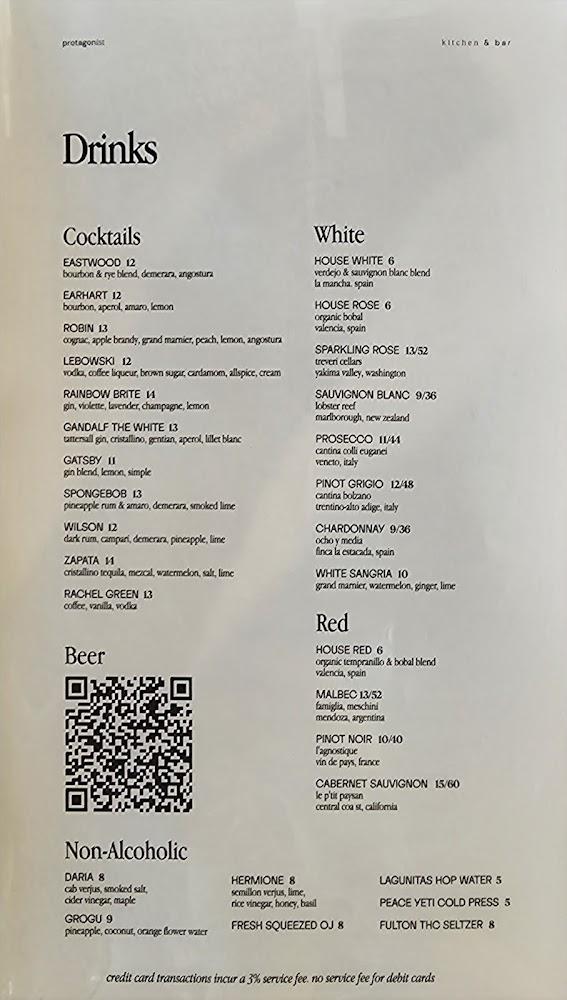 Protagonist Kitchen and Bar Menu image 4